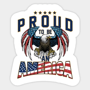 Proud To Be An American Graphic Eagle American Flag Ribbon Sticker